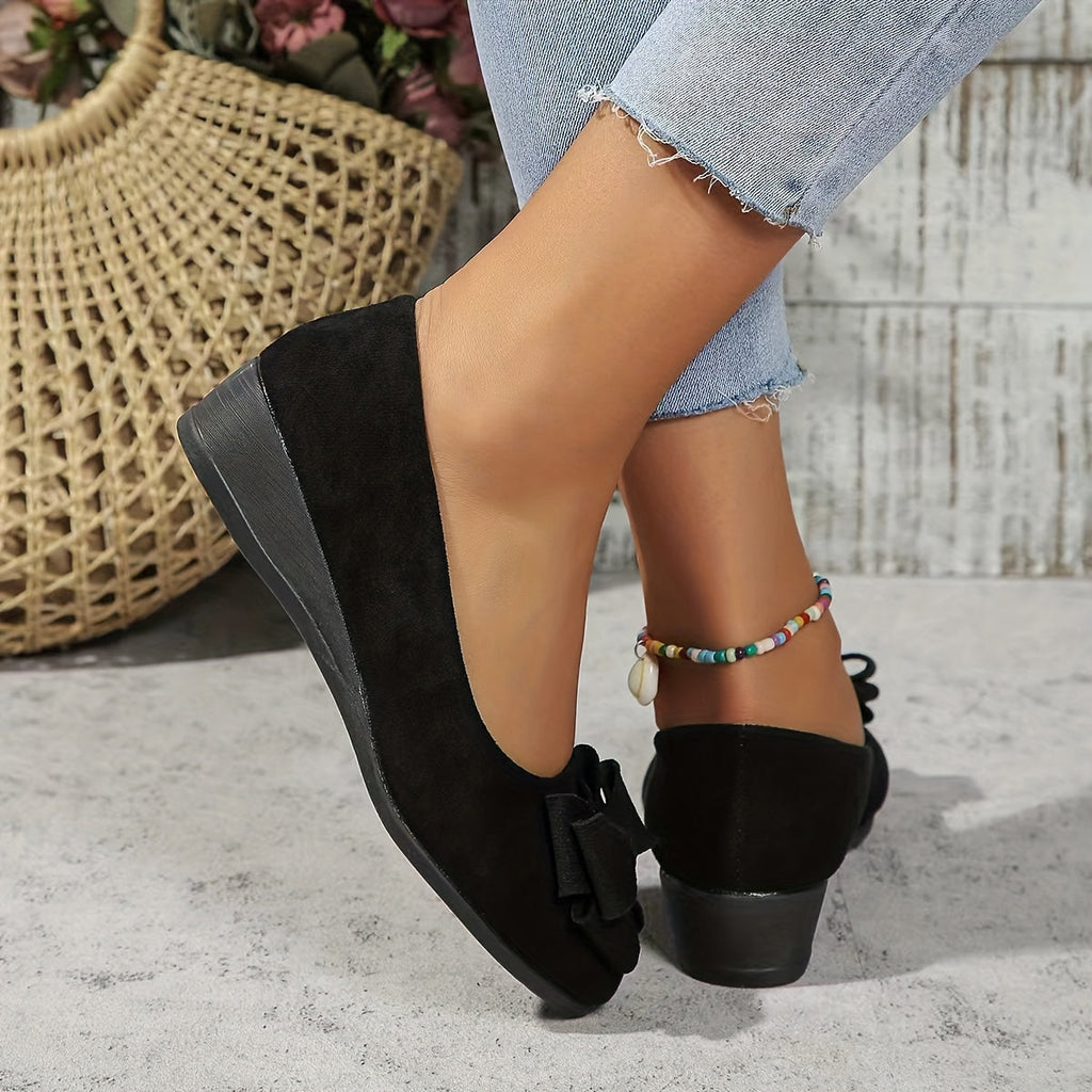 Women's Cushioned Bow Accent Comfort Slip-On Flats