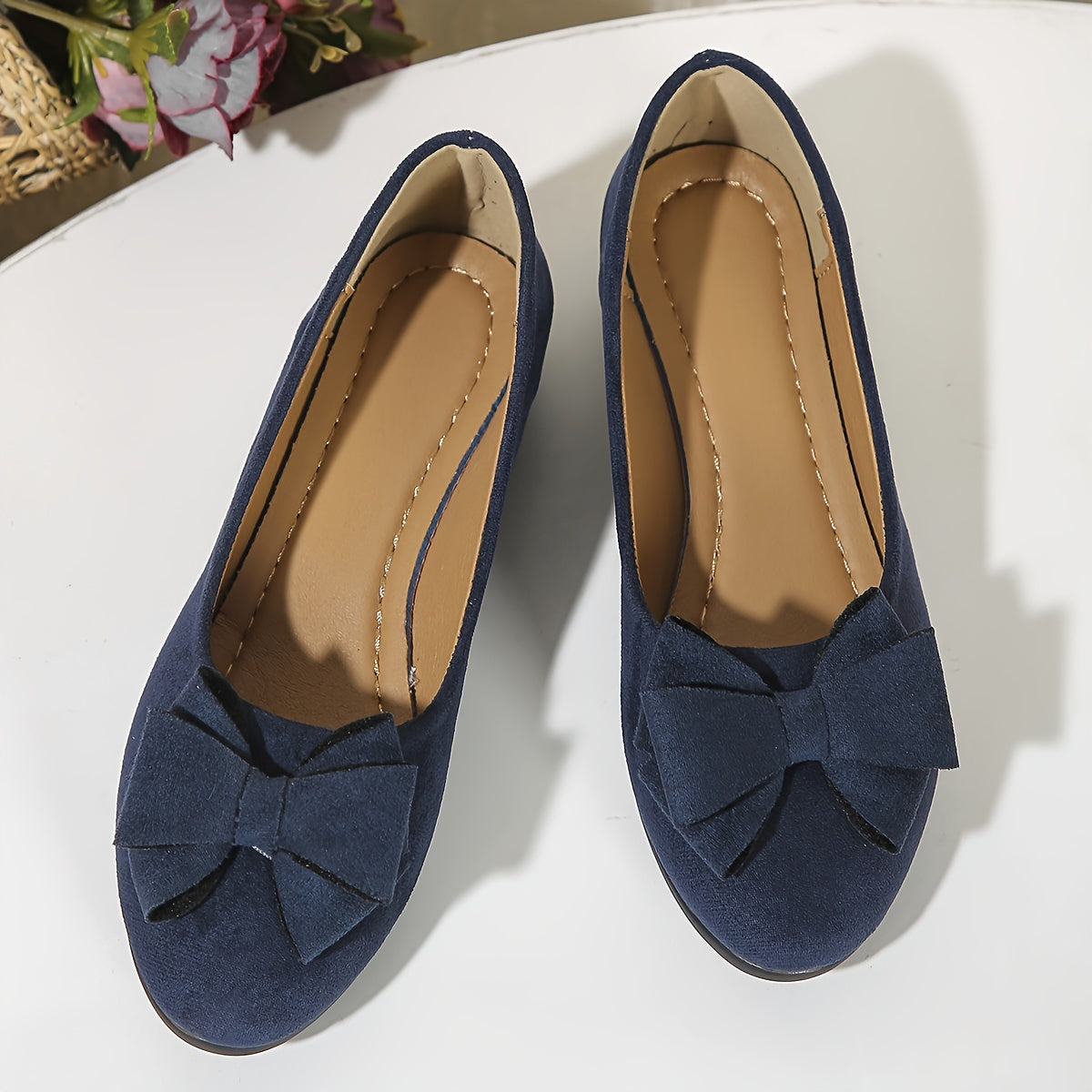 Women's Cushioned Bow Accent Comfort Slip-On Flats