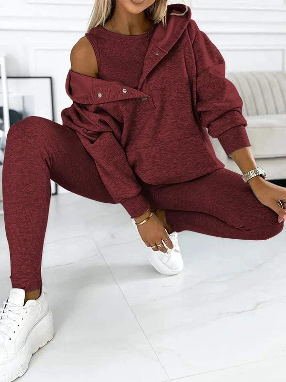 Women's Cold Weather Long Hoodie Legging Two Piece Set
