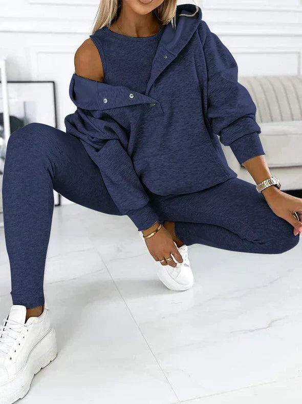 Women's Cold Weather Long Hoodie Legging Two Piece Set
