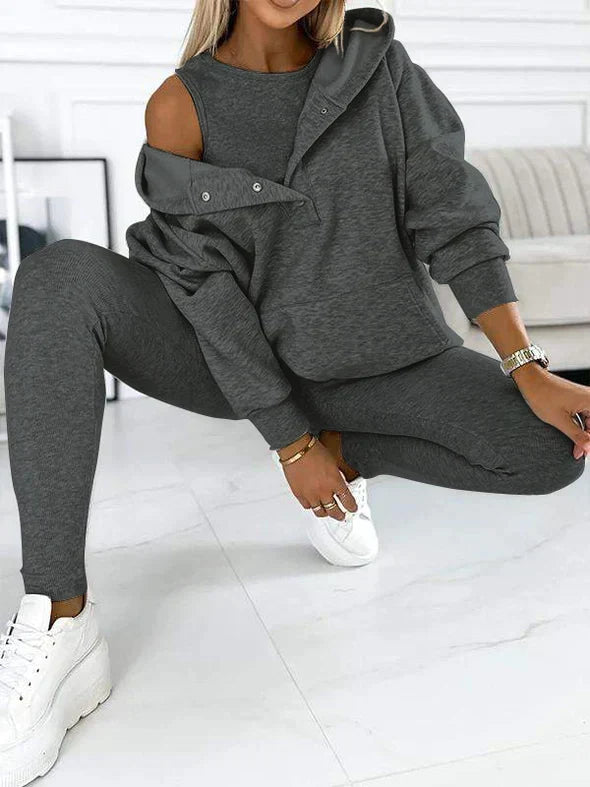Women's Cold Weather Long Hoodie Legging Two Piece Set