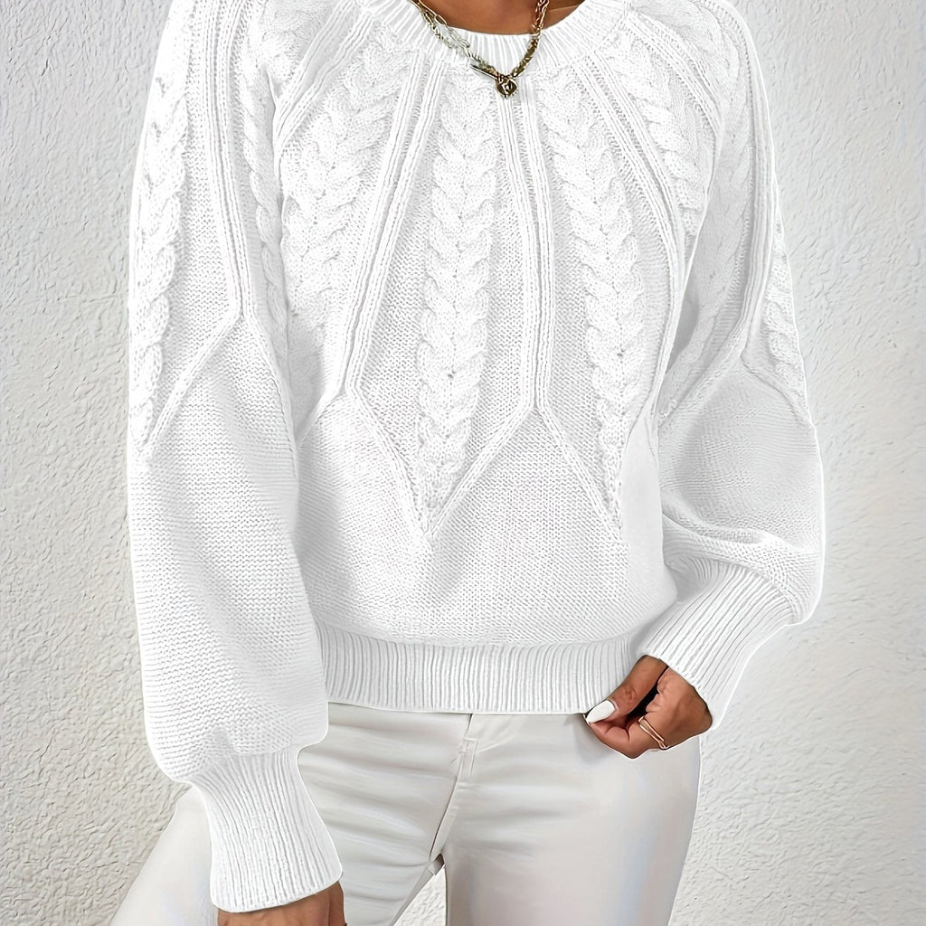 Women's Classic Cable Pattern Sweater with Full Sleeves