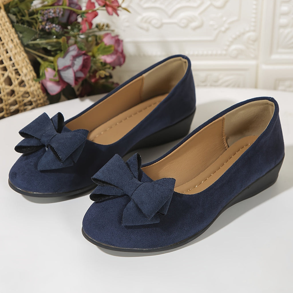 Women's Cushioned Bow Accent Comfort Slip-On Flats