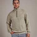 Men's Mixed Knit Panel Zip Neck Cable Sweater