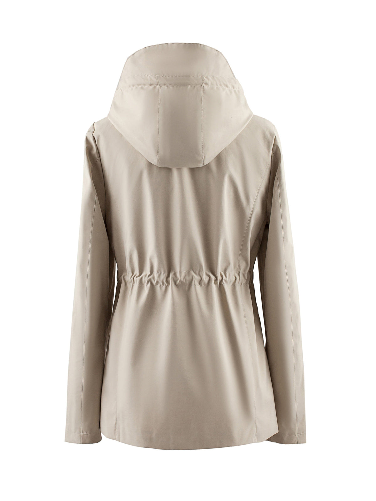 Women's Drawstring Waist Hooded Lightweight Windbreaker