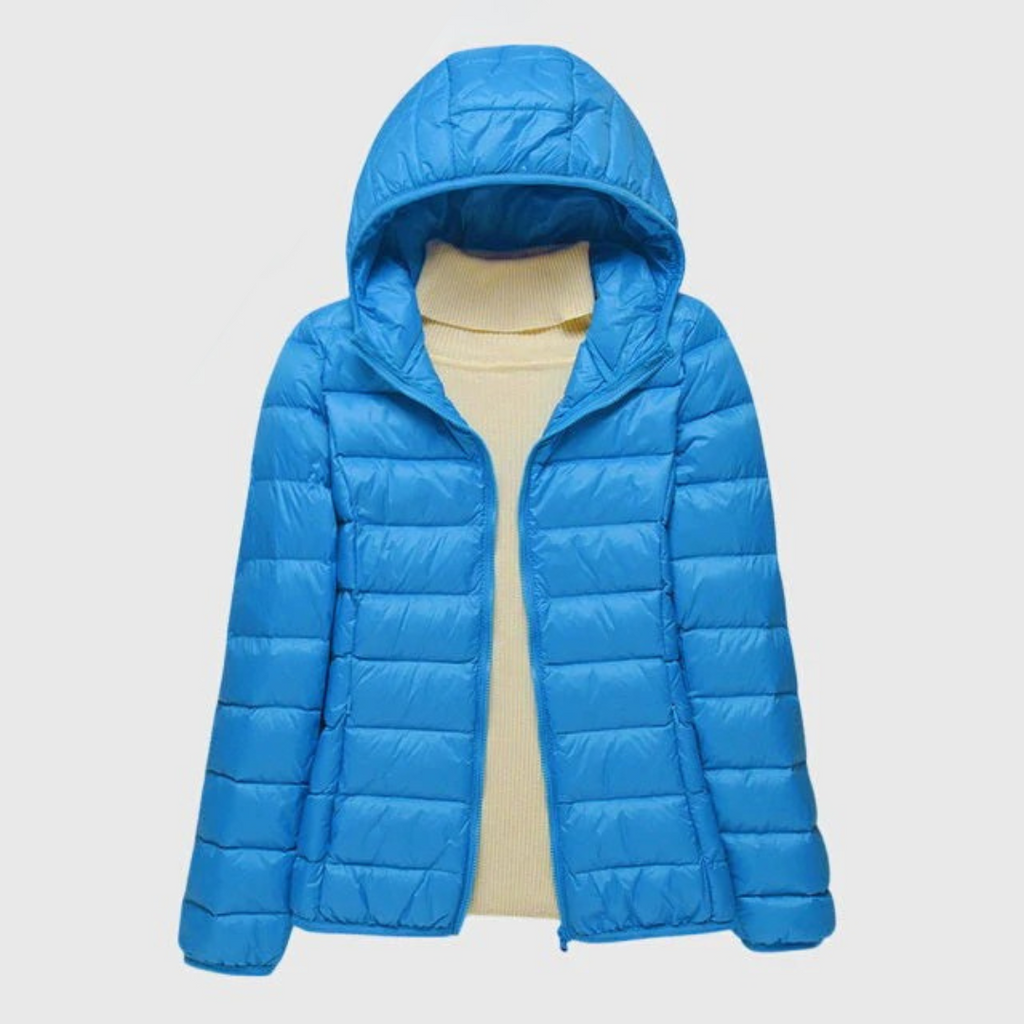 Women's Featherweight Padded Rain Jacket with Hood