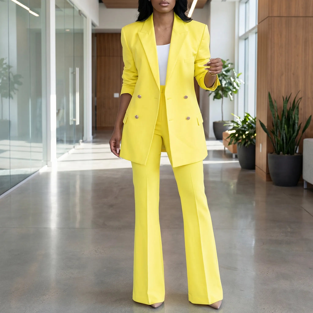 Women's Bold Power Dressing Blazer Flare Suit Set