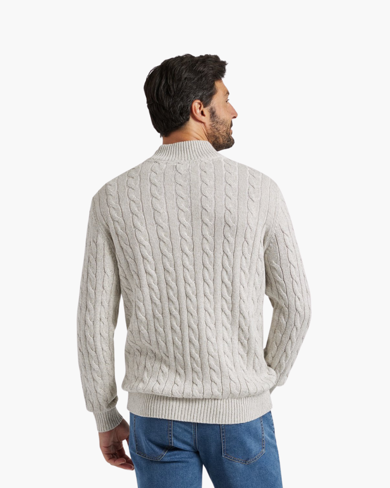 Men's Warm Cable Knit Half Zip Pullover Top