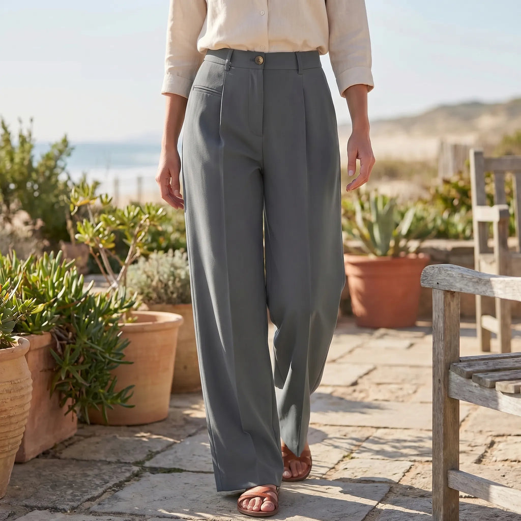 Women's Tailored Front Pleat Flowing Palazzo Pants