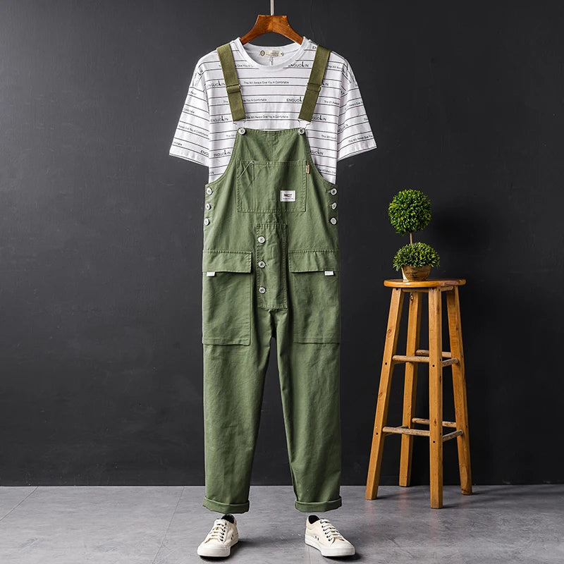 Men's Adjustable Strap Multi-Pocket Workwear Overalls