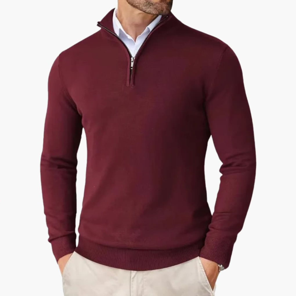 Men's Clean Line Quarter Zip Casual Sweater Top