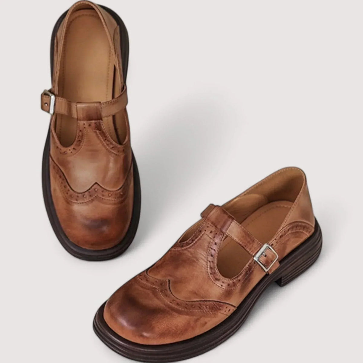 Women's Heritage Style Office T-Strap Flat Shoes