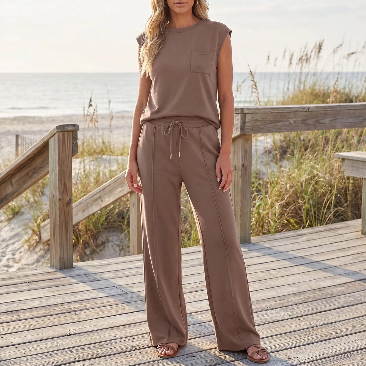 Women's Everyday Summer Matching Wide Leg Two Piece Set