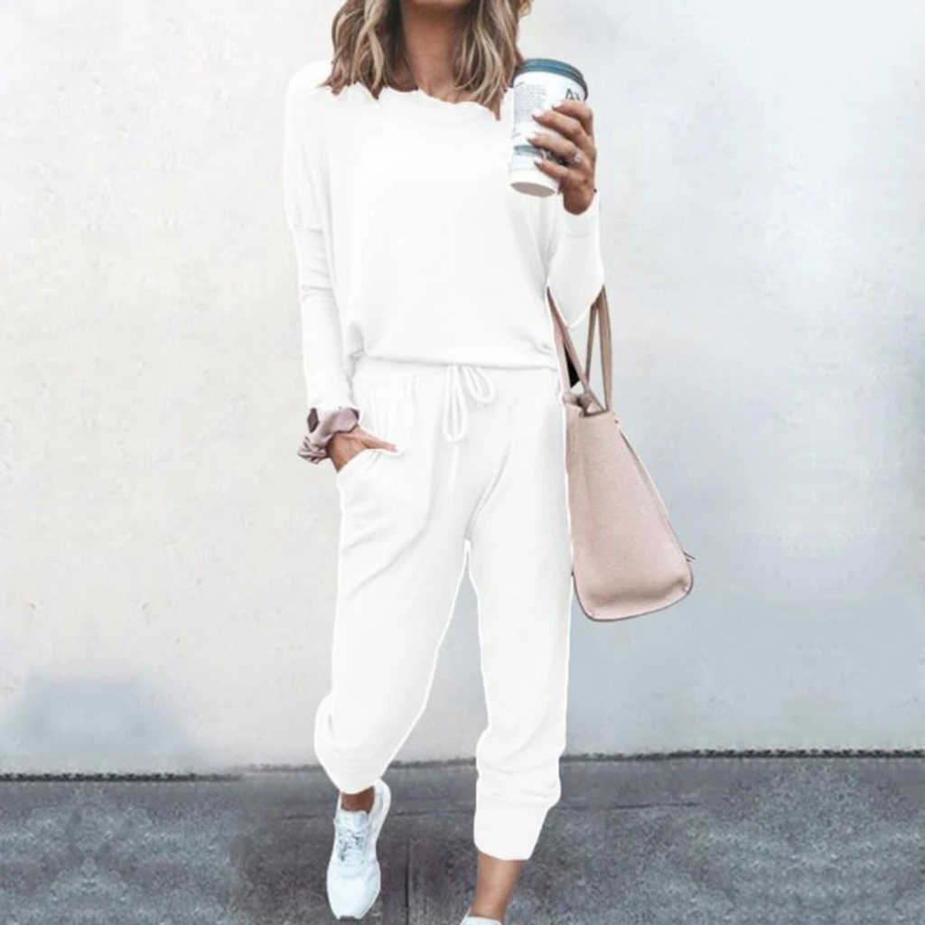 Women's Soft Drape Top Gathered Cuff Jogger Set