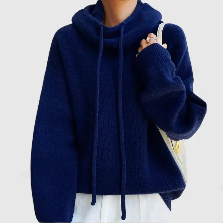 Women's Cozy Loose Ribbed Hooded Knit Sweater