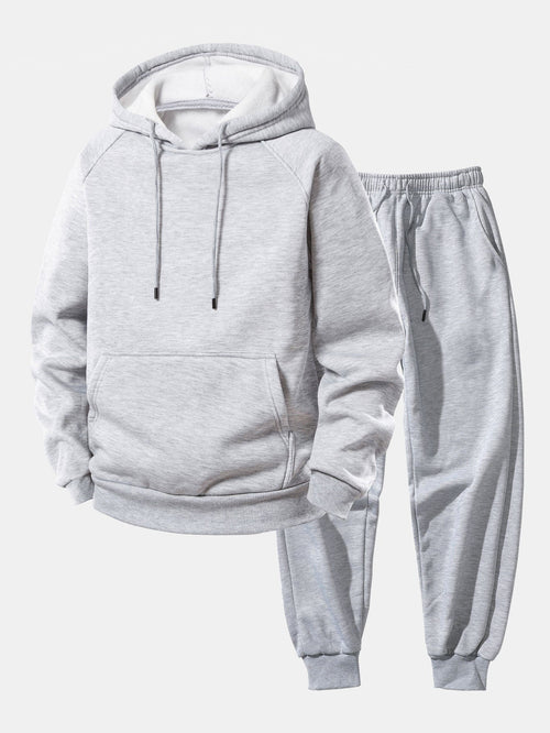 Men's Adjustable Hood Matching Hoodie Pants Sweatsuit