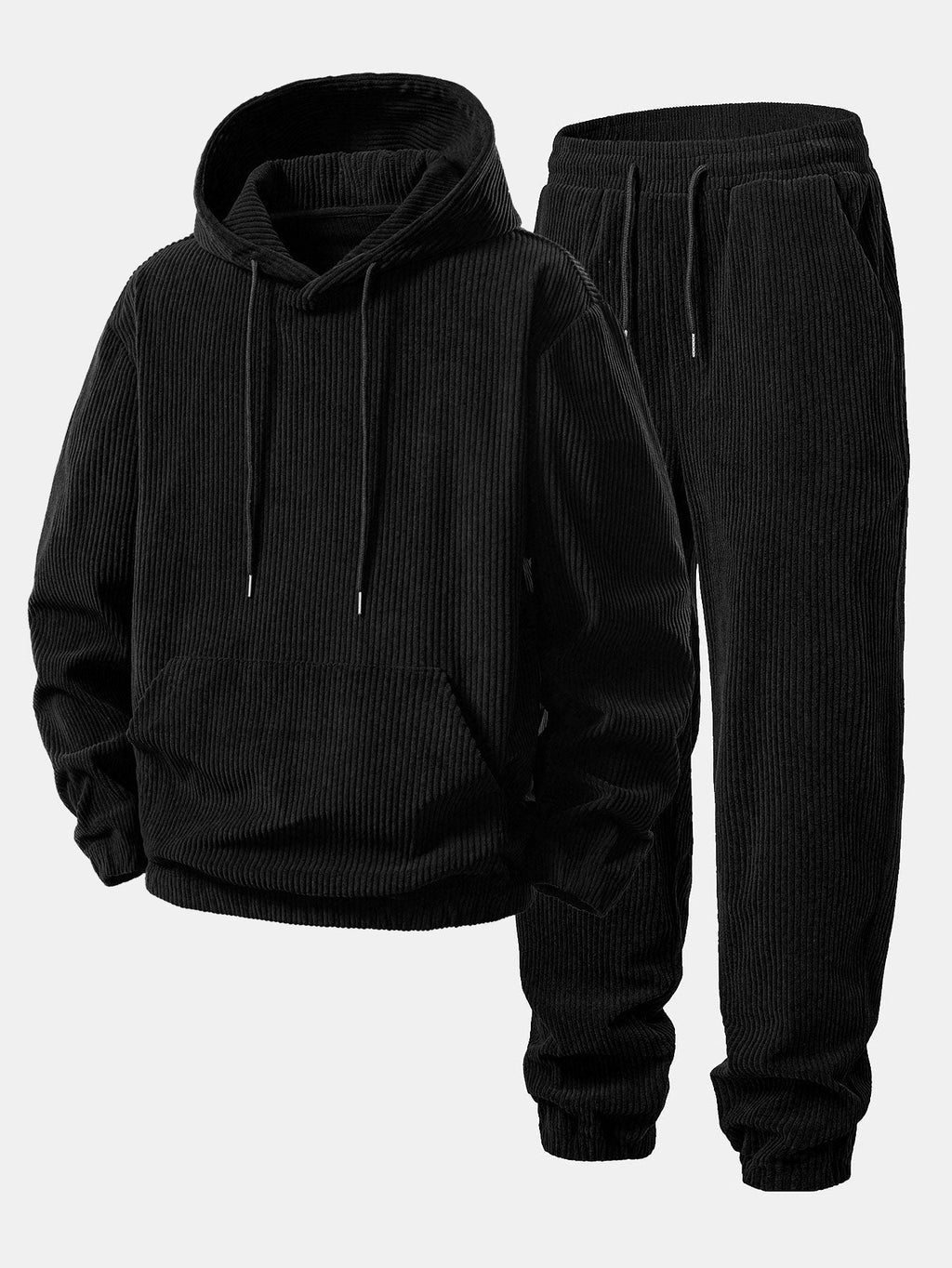 Men's Soft Ribbed Corduroy Hoodie and Sweatpants Sweatsuit
