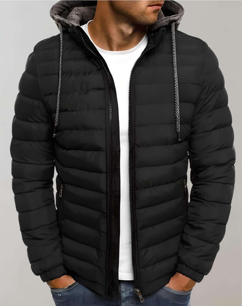 Men's Light Insulated Puffer with Hood and Stretch Cuffs