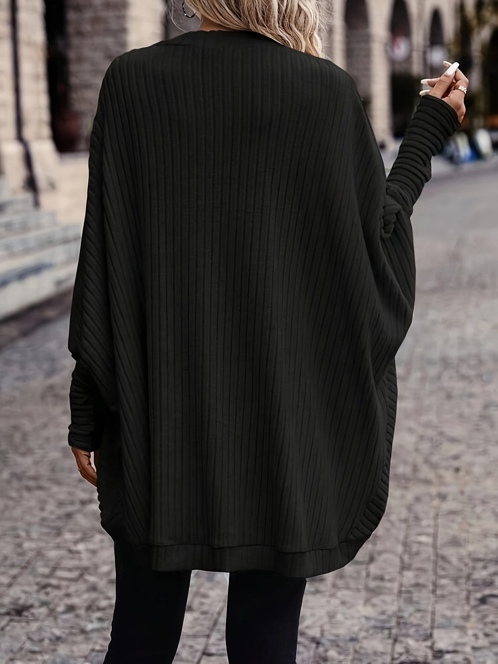 Women's Throw-On Rib Knit Wrap Cardigan