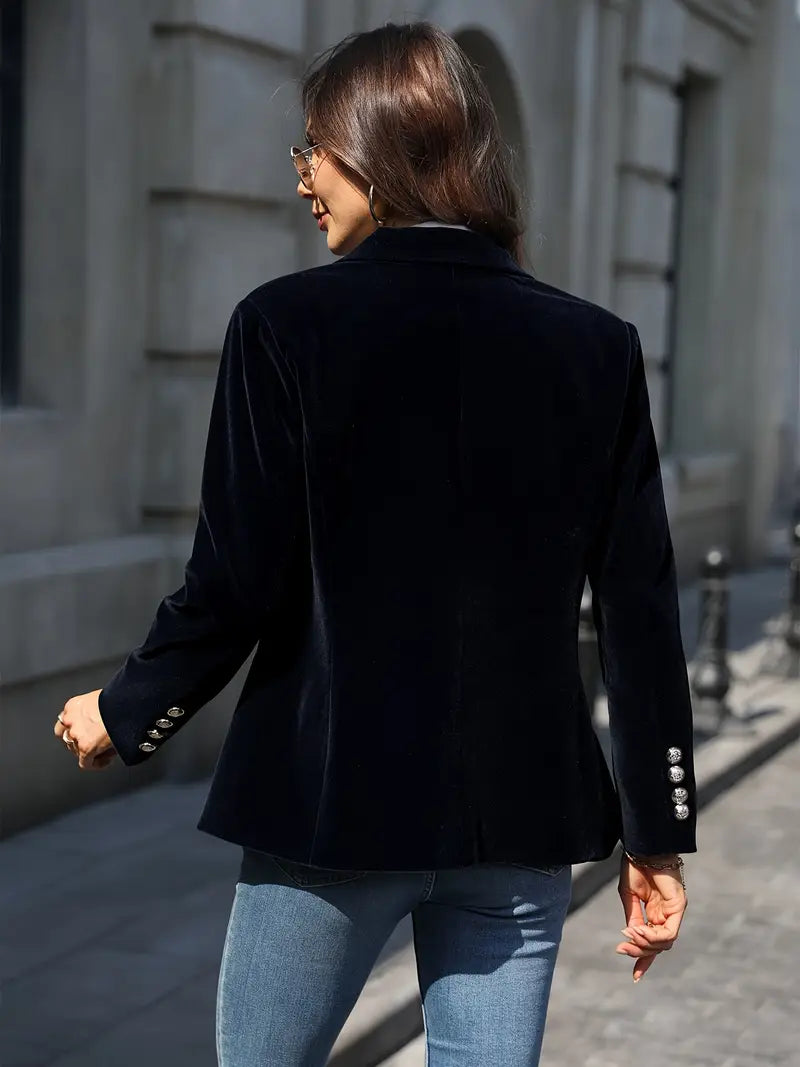 Women's Smooth Drape Plush Velvet Blazer Jacket
