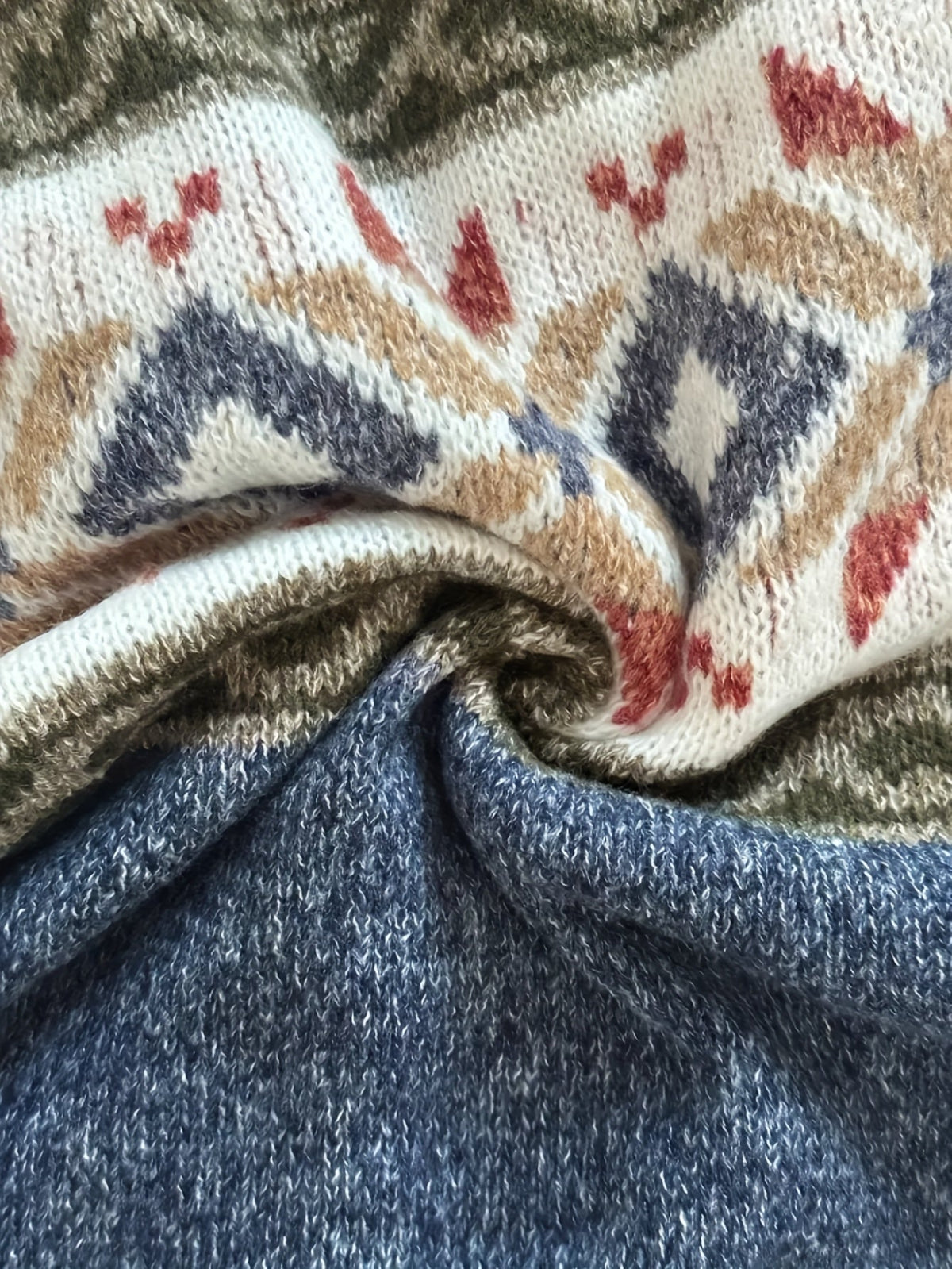 Women's Soft Knit Cardigan Sweater with Geometric Yoke Design