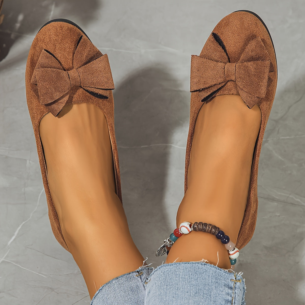 Women's Cushioned Bow Accent Comfort Slip-On Flats