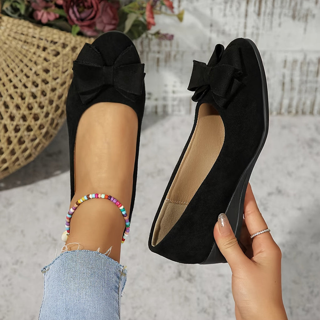 Women's Cushioned Bow Accent Comfort Slip-On Flats