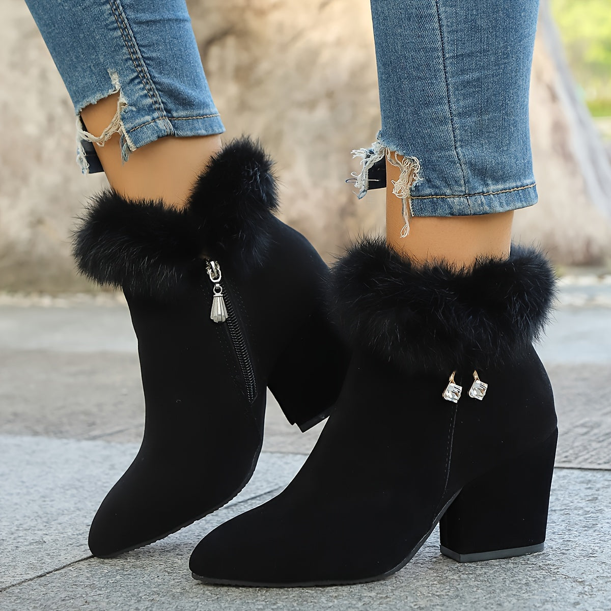Women's Soft Trim Pointed Ankle Boots for Cold Days