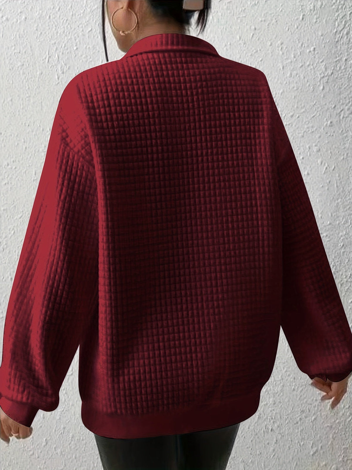 Women's Roomy Half-Zip Knit Pullover with Neat Collar