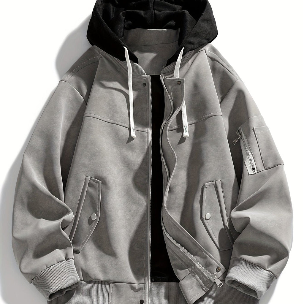 Men's Easy Fit Hoodie Style Zip Jacket with Pocket