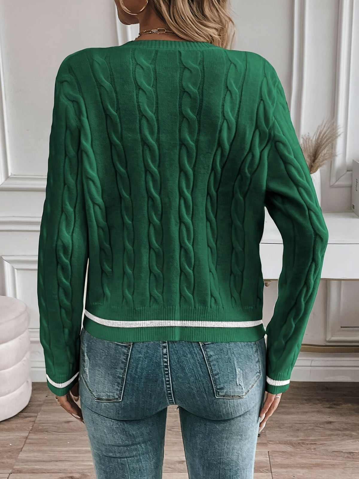 Women's Subtle Cable Textured Cardigan Sweater