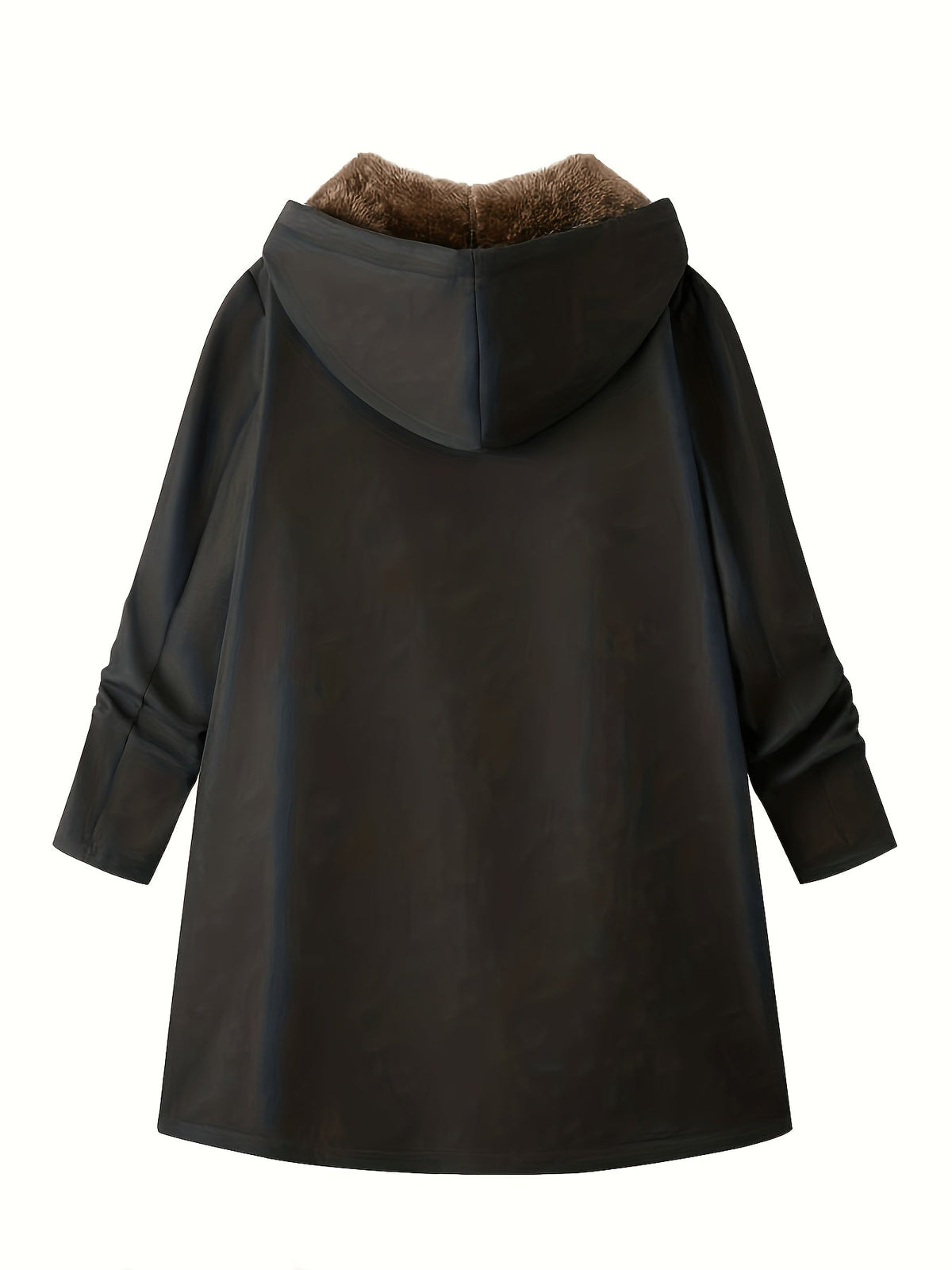 Women's Longline Zip-Front Coat with Soft Plush Hood