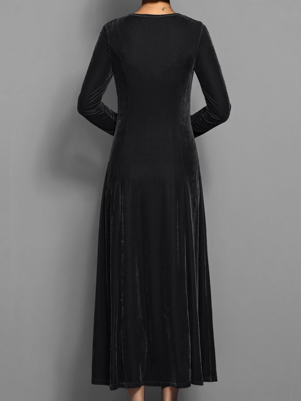 Women's Formal Event Velvet-Look Maxi Dress with Sleeves
