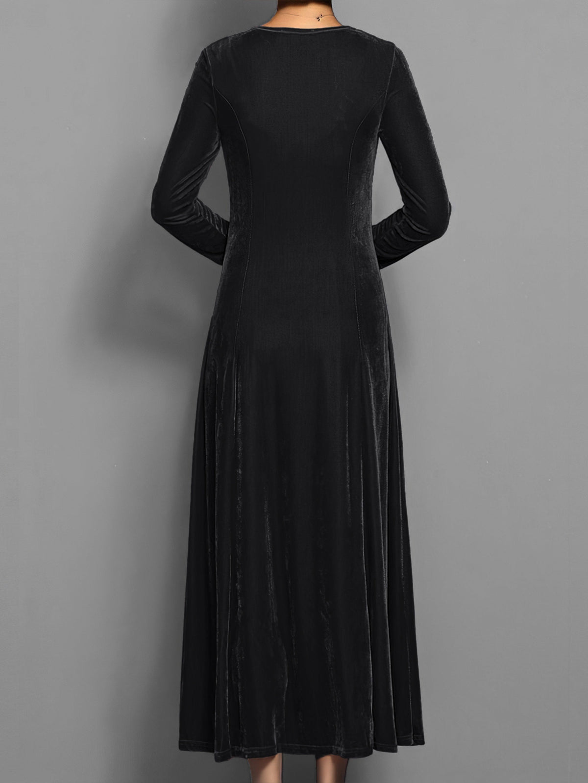 Women's Formal Event Velvet-Look Maxi Dress with Sleeves