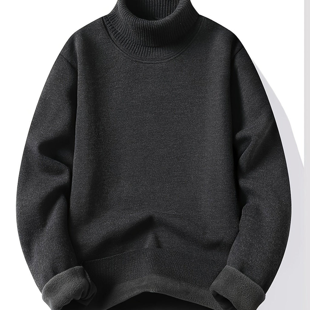 Men's Warm Lined Rollneck Pullover Knit Top