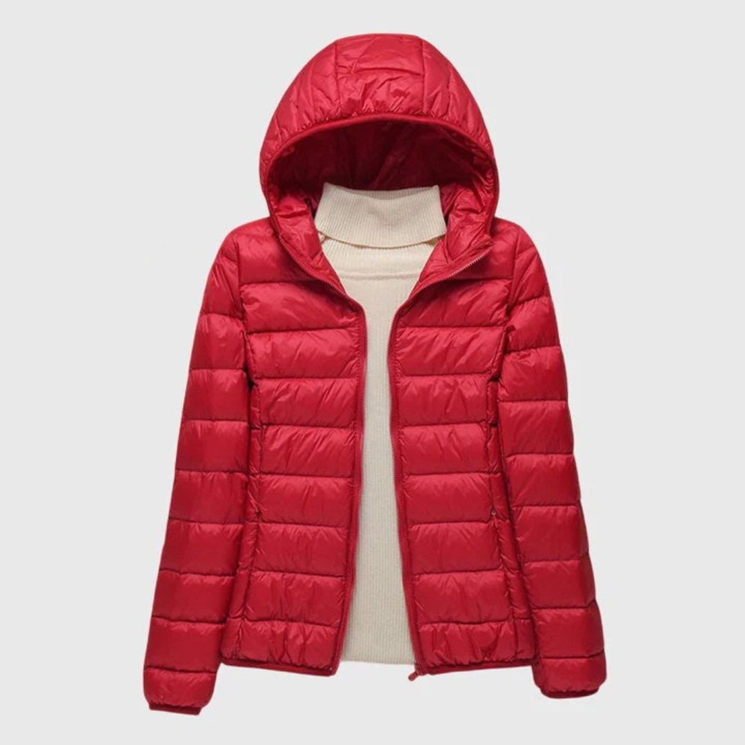 Women's Featherweight Padded Rain Jacket with Hood