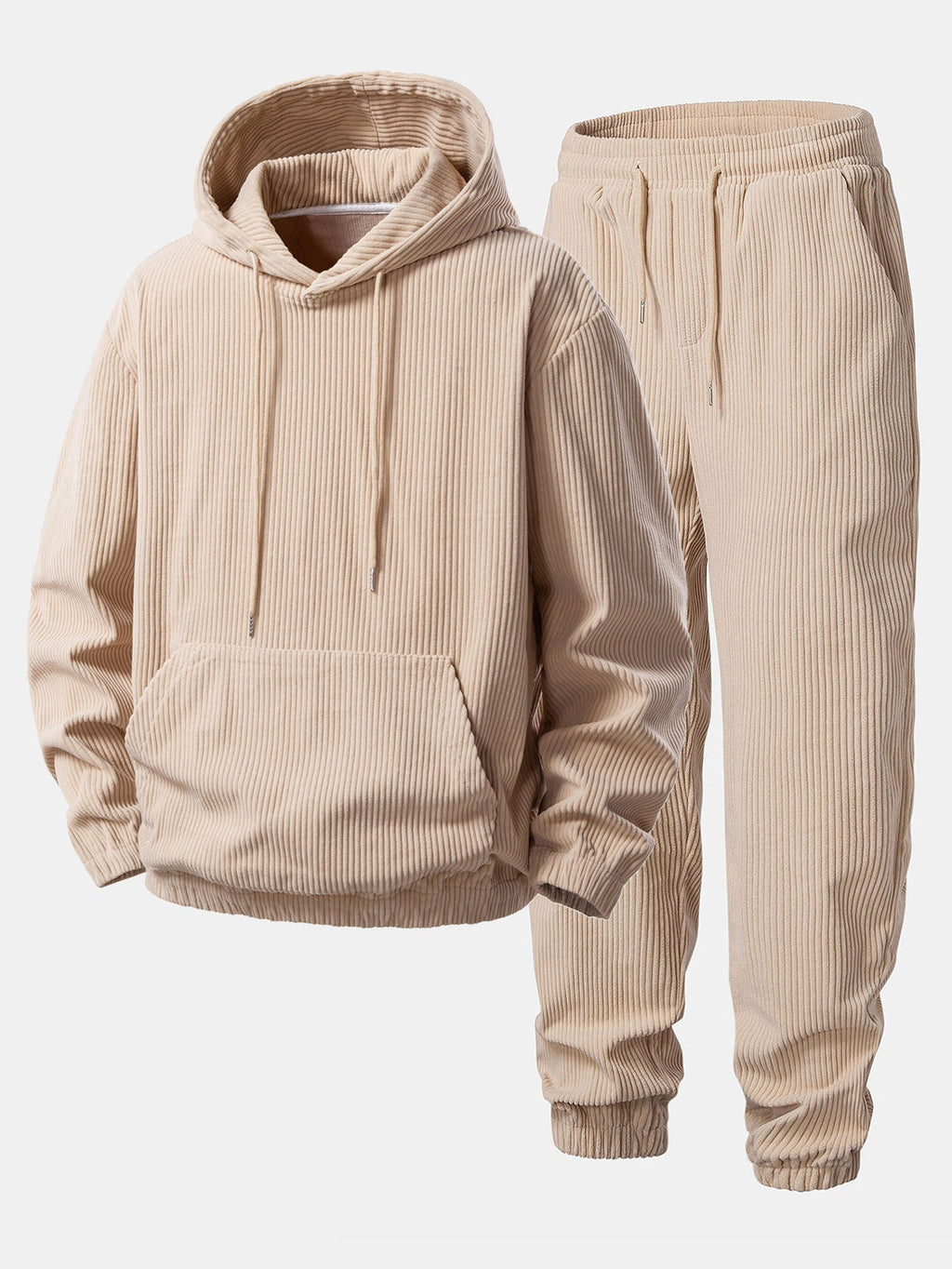 Men's Soft Ribbed Corduroy Hoodie and Sweatpants Sweatsuit