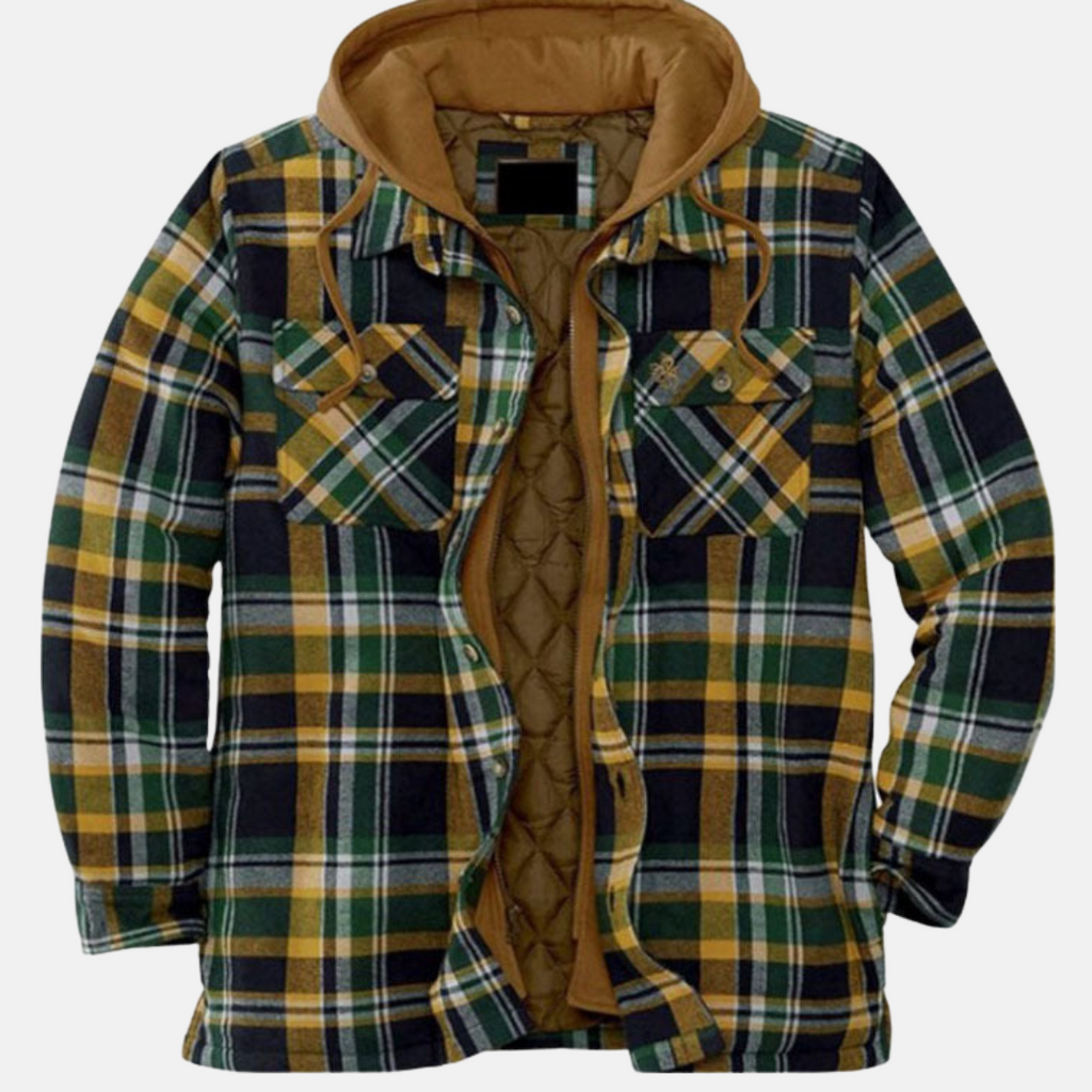 Men's Quilted Shacket with Attached Hood