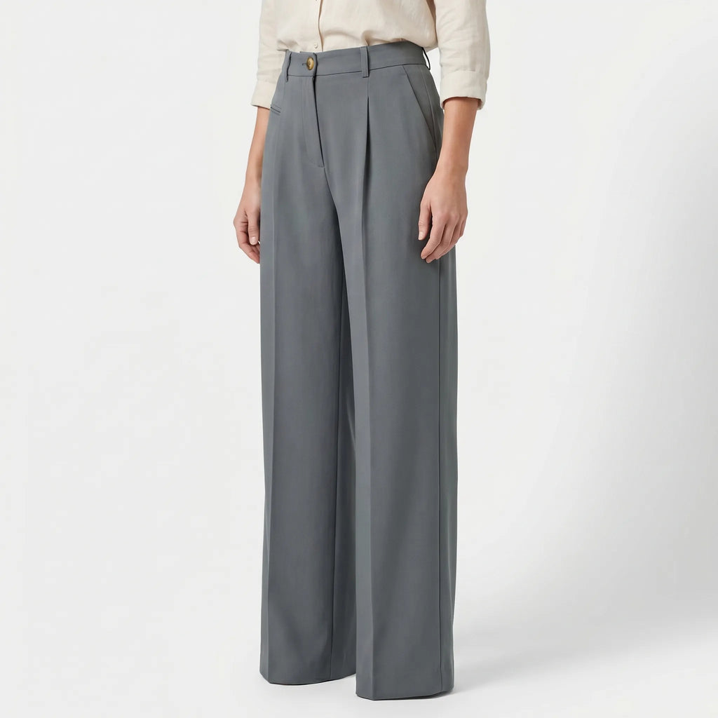 Women's Tailored Front Pleat Flowing Palazzo Pants