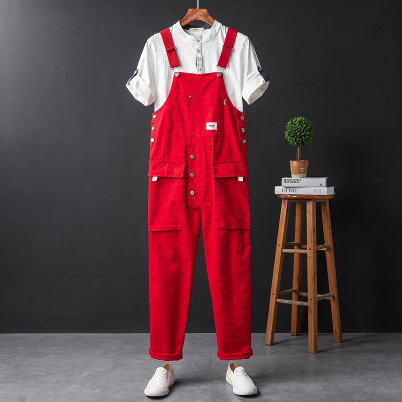 Men's Adjustable Strap Multi-Pocket Workwear Overalls
