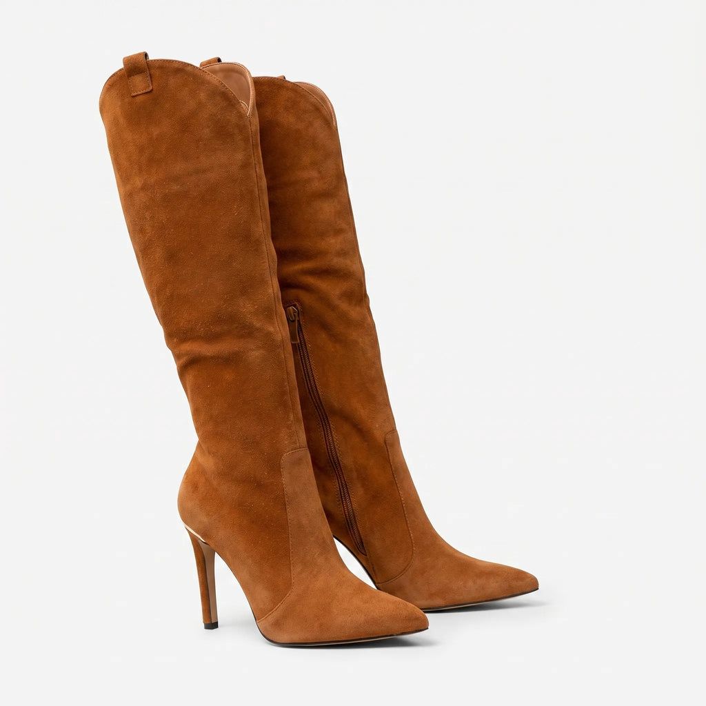 Women's Sleek Stiletto Knee-High Boots with Pointed Toe