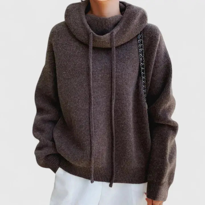 Women's Cozy Loose Ribbed Hooded Knit Sweater