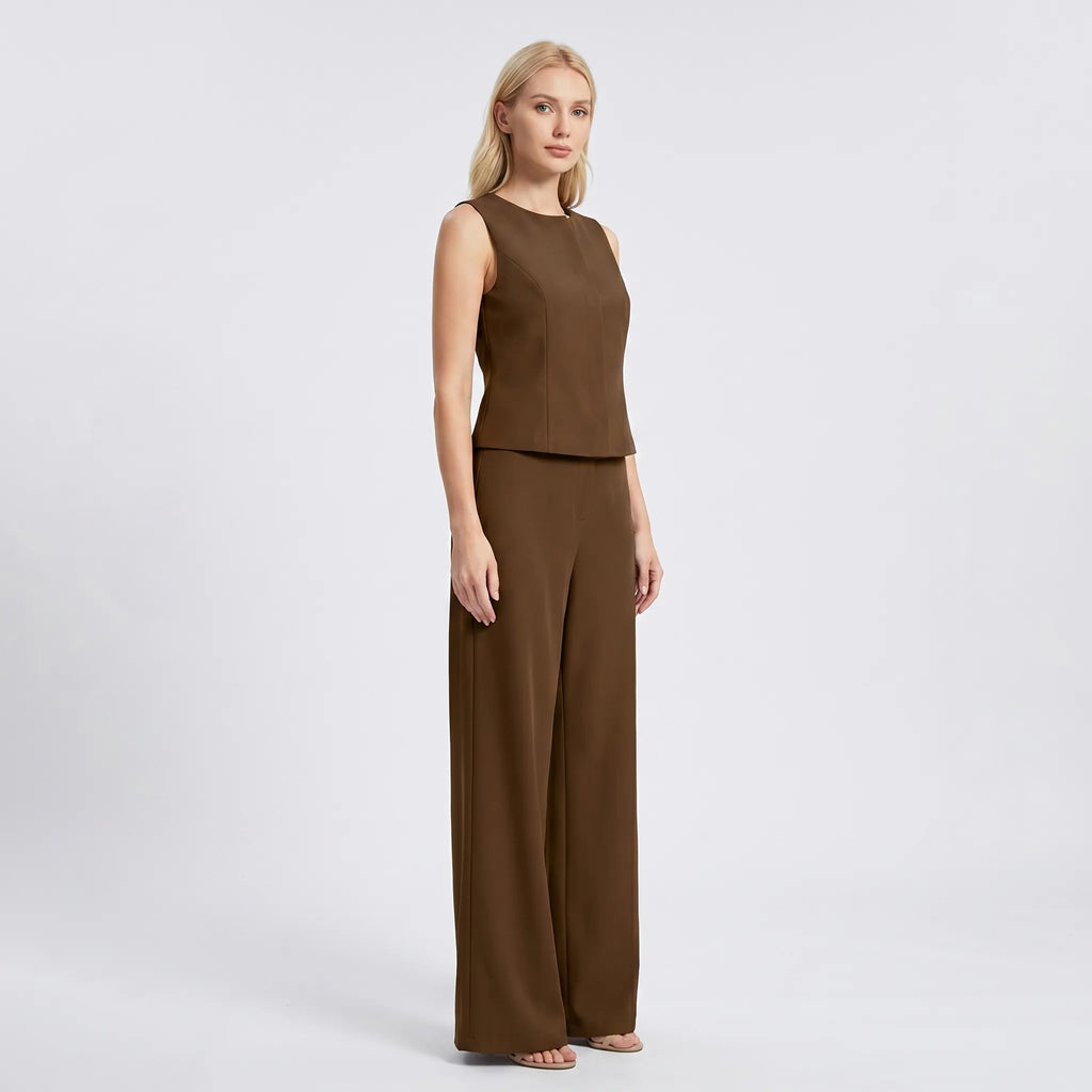 Women's Deep V-Neck Vest Professional Pants Suit Set