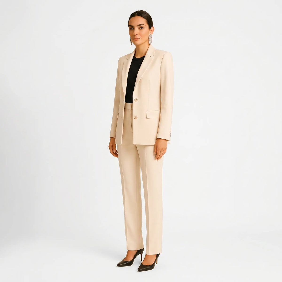 Women's Professional Pleated Pants Tailored Suit Set