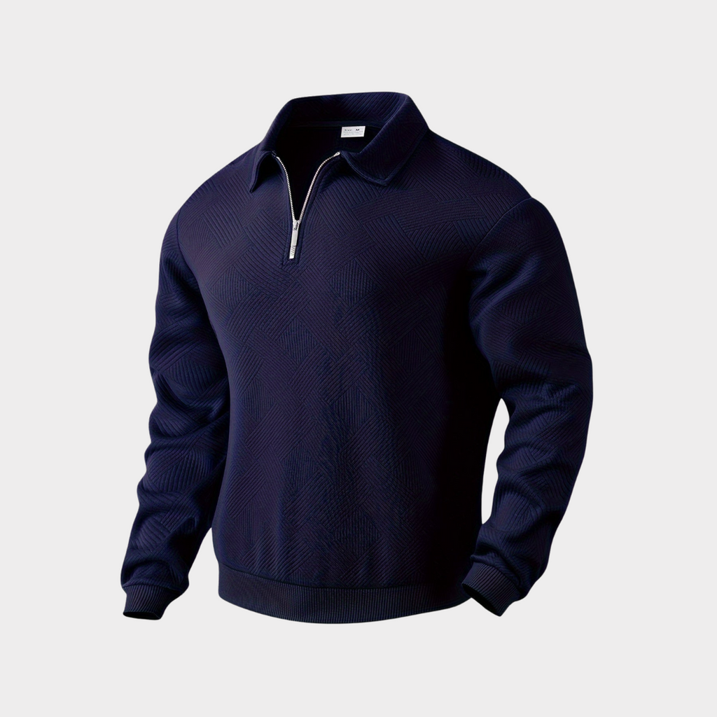 Men's Cool Weather Half Zip Textured Knit Sweatshirt