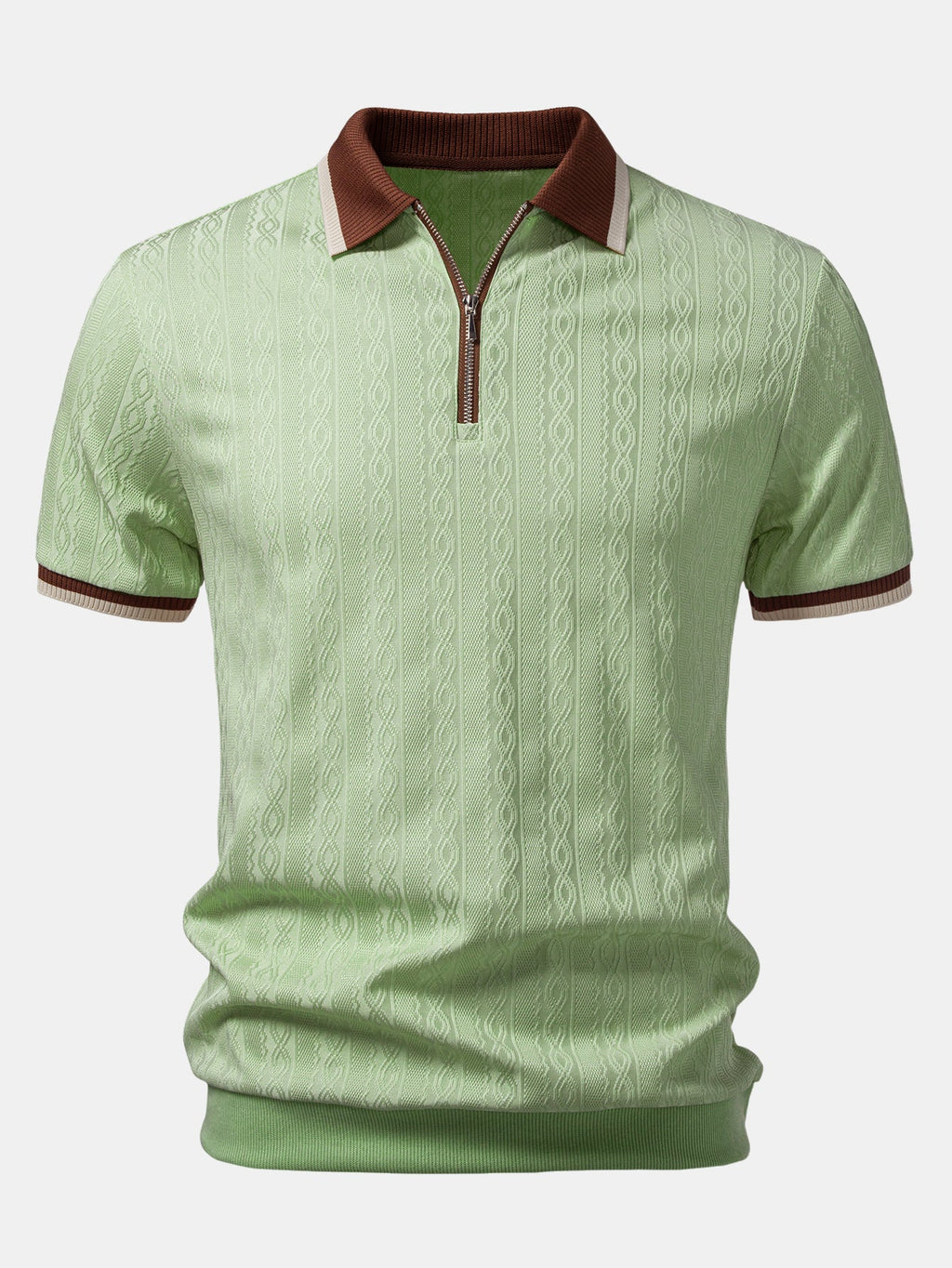 Men's Elevated Patterned Knit Half-Zip Polo Top