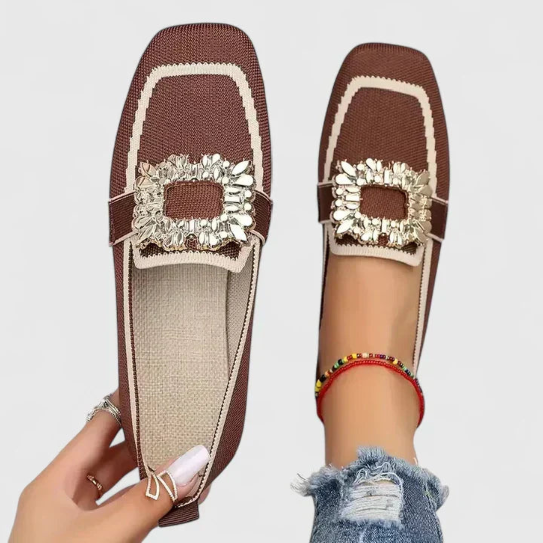 Women's Smart Casual Sparkling Buckle Moccasins