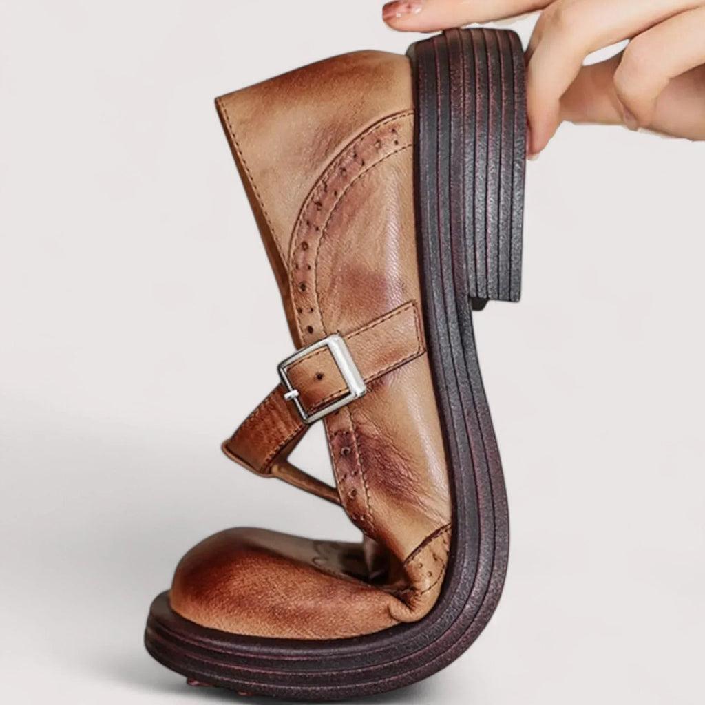 Women's Heritage Style Office T-Strap Flat Shoes