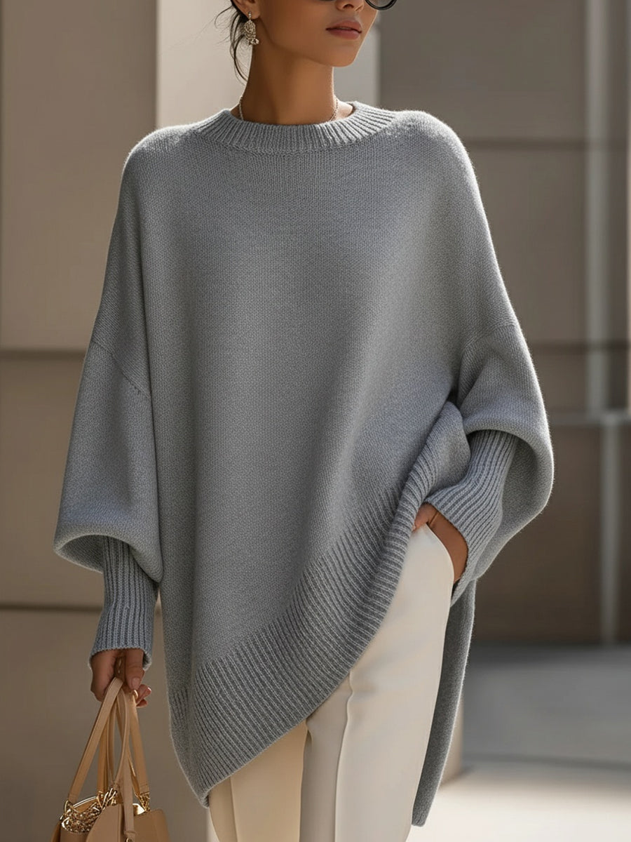 Women's Soft Drape Loose Ribbed-Cuff Sweater