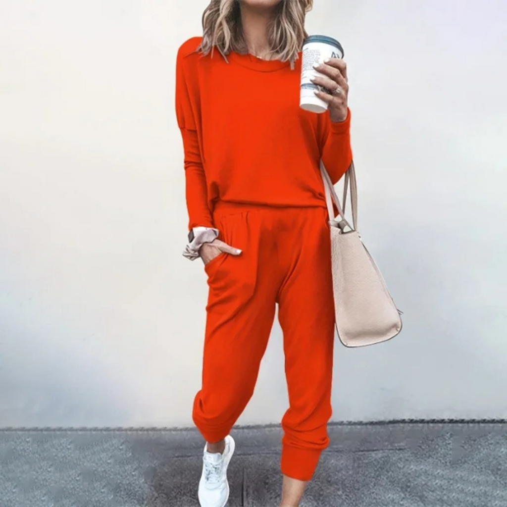 Women's Soft Drape Top Gathered Cuff Jogger Set